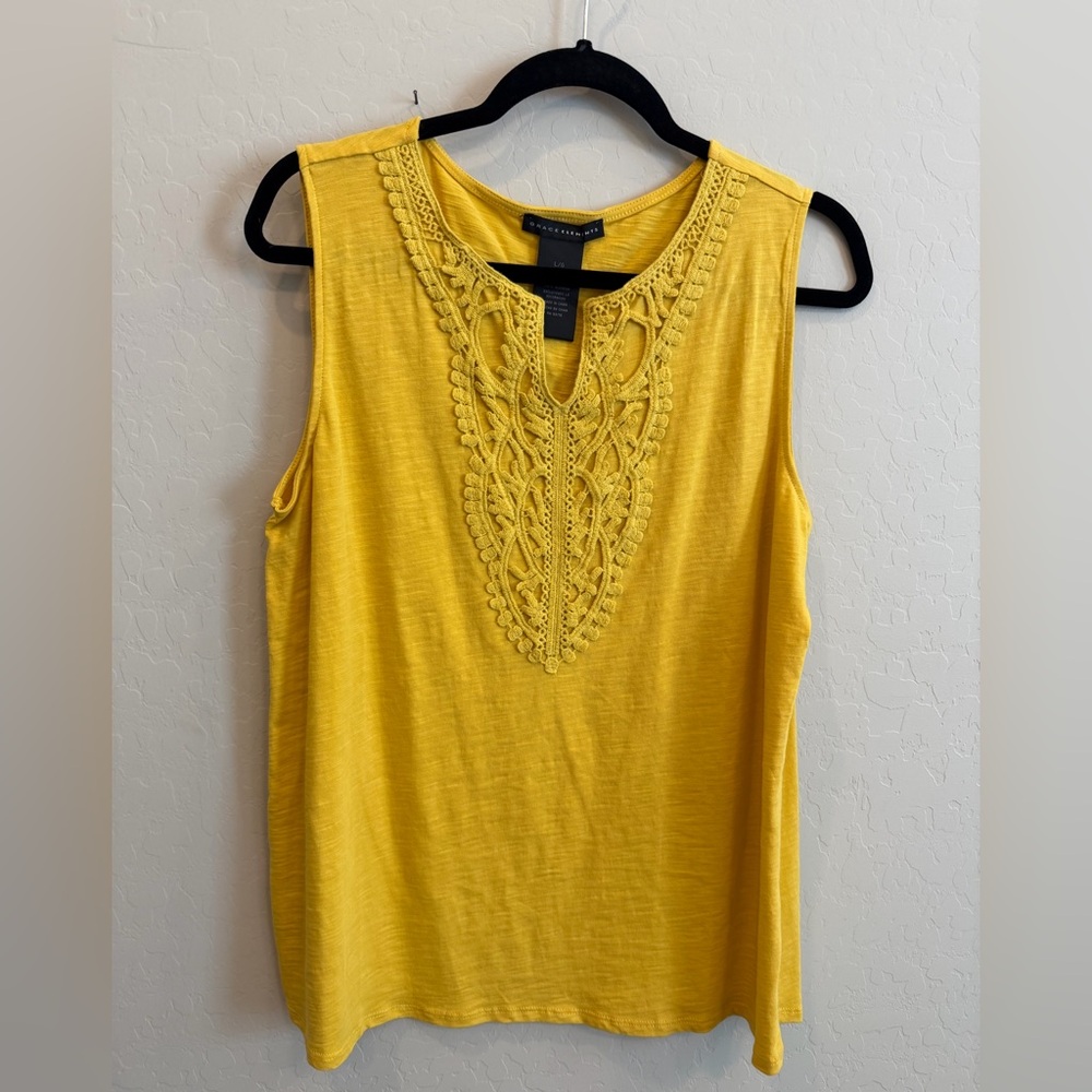 Grace Elements Yellow Lace Detail Tank Top